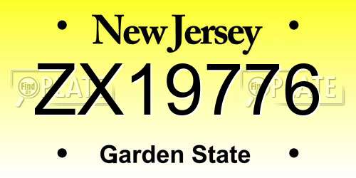 ZX19776 New Jersey License Plate