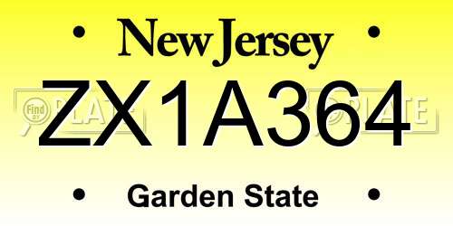 ZX1A364 New Jersey License Plate