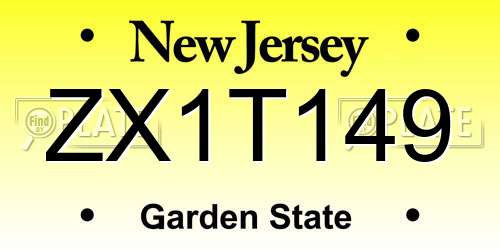 ZX1T149 New Jersey License Plate