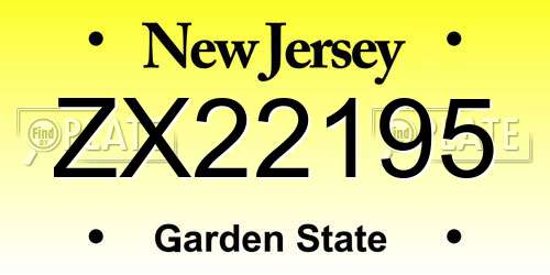 ZX22195 New Jersey License Plate