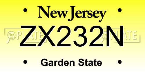 ZX232N New Jersey License Plate