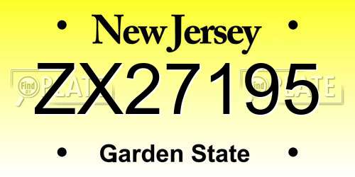 ZX27195 New Jersey License Plate