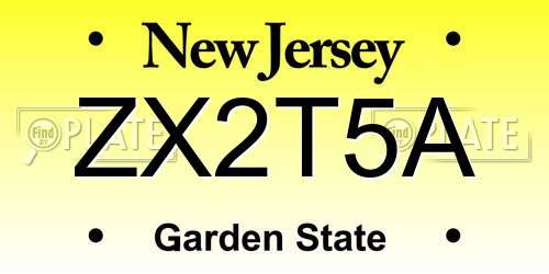 ZX2T5A New Jersey License Plate