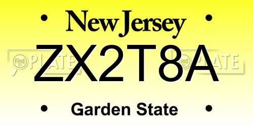 ZX2T8A New Jersey License Plate