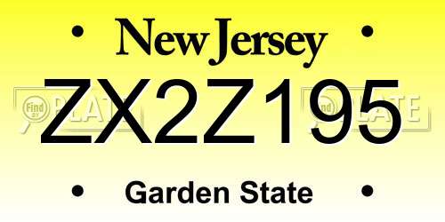 ZX2Z195 New Jersey License Plate