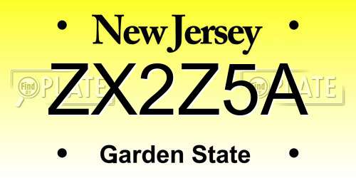 ZX2Z5A New Jersey License Plate