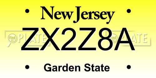 ZX2Z8A New Jersey License Plate