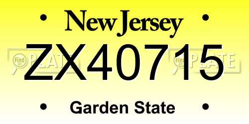 ZX40715 New Jersey License Plate