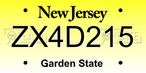 ZX4D215 New Jersey License Plate