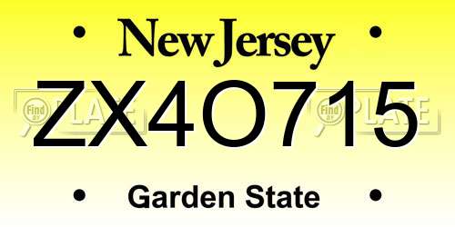 ZX4O715 New Jersey License Plate