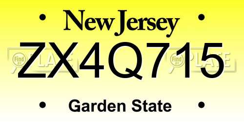 ZX4Q715 New Jersey License Plate
