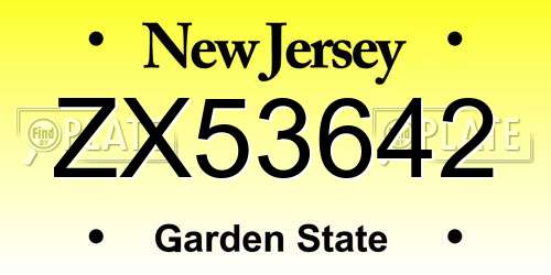 ZX53642 New Jersey License Plate