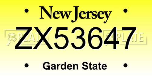 ZX53647 New Jersey License Plate