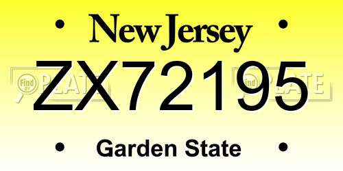 ZX72195 New Jersey License Plate