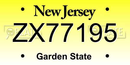 ZX77195 New Jersey License Plate