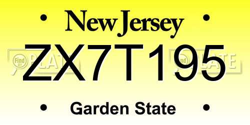 ZX7T195 New Jersey License Plate