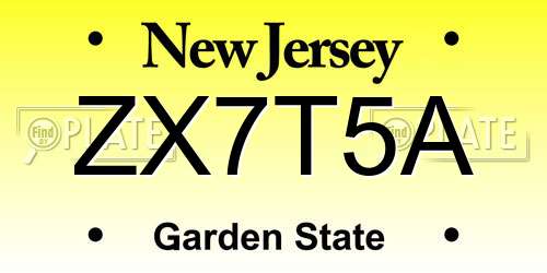 ZX7T5A New Jersey License Plate