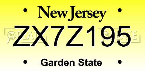 ZX7Z195 New Jersey License Plate
