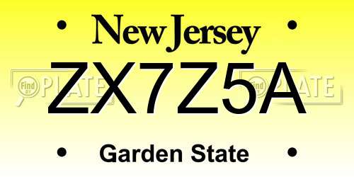ZX7Z5A New Jersey License Plate