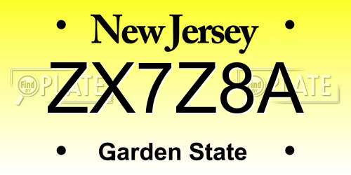 ZX7Z8A New Jersey License Plate