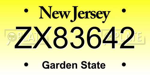 ZX83642 New Jersey License Plate
