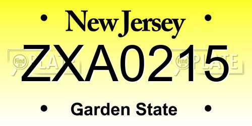 ZXA0215 New Jersey License Plate