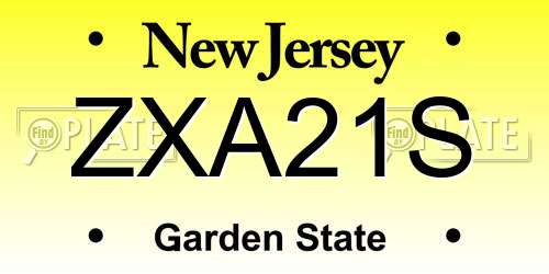 ZXA21S New Jersey License Plate