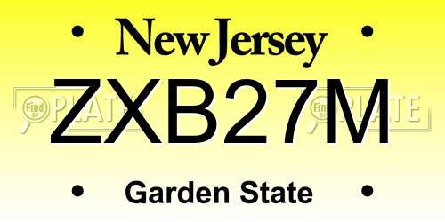 ZXB27M New Jersey License Plate