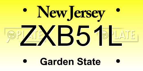 ZXB51L New Jersey License Plate