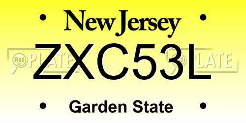 ZXC53L New Jersey License Plate