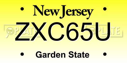 ZXC65U New Jersey License Plate