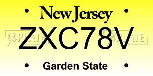 ZXC78V New Jersey License Plate
