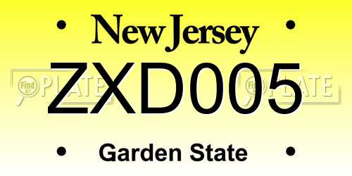 ZXD005 New Jersey License Plate