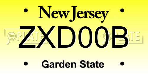 ZXD00B New Jersey License Plate