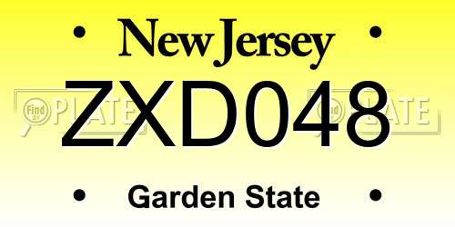 ZXD048 New Jersey License Plate
