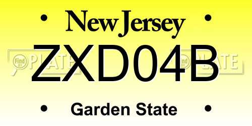 ZXD04B New Jersey License Plate