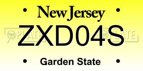 ZXD04S New Jersey License Plate