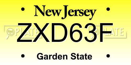 ZXD63F New Jersey License Plate