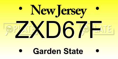 ZXD67F New Jersey License Plate