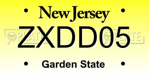 ZXDD05 New Jersey License Plate