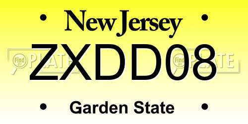 ZXDD08 New Jersey License Plate