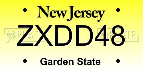 ZXDD48 New Jersey License Plate