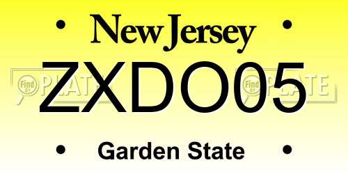 ZXDO05 New Jersey License Plate
