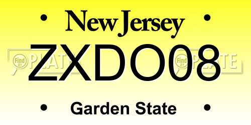 ZXDO08 New Jersey License Plate