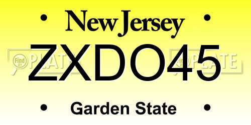 ZXDO45 New Jersey License Plate