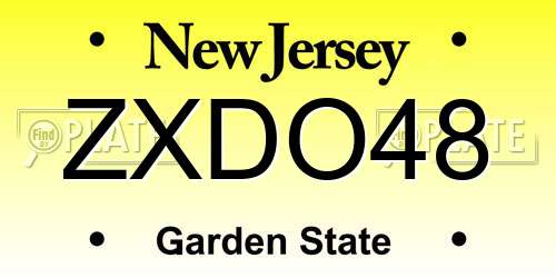 ZXDO48 New Jersey License Plate