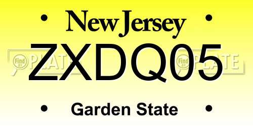 ZXDQ05 New Jersey License Plate