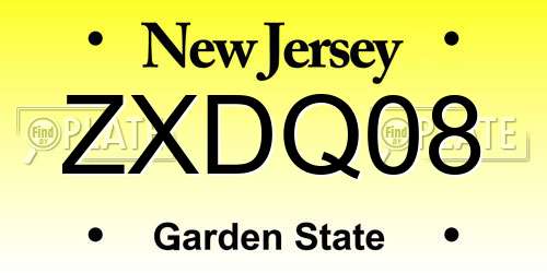 ZXDQ08 New Jersey License Plate