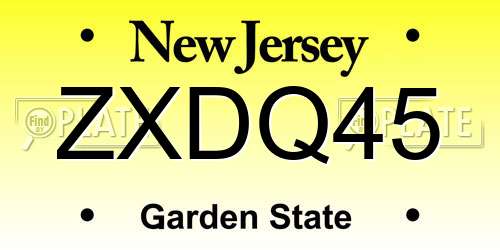 ZXDQ45 New Jersey License Plate