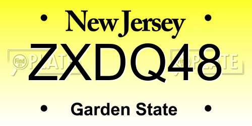 ZXDQ48 New Jersey License Plate